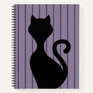Black cat silhouette cartoon notebook