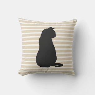 Black Cat Silhouette Cat Lover Throw Pillow