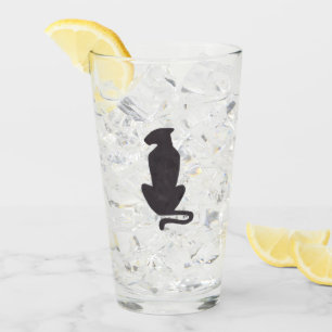 Black Cat Silhouette Collins glass tumbler