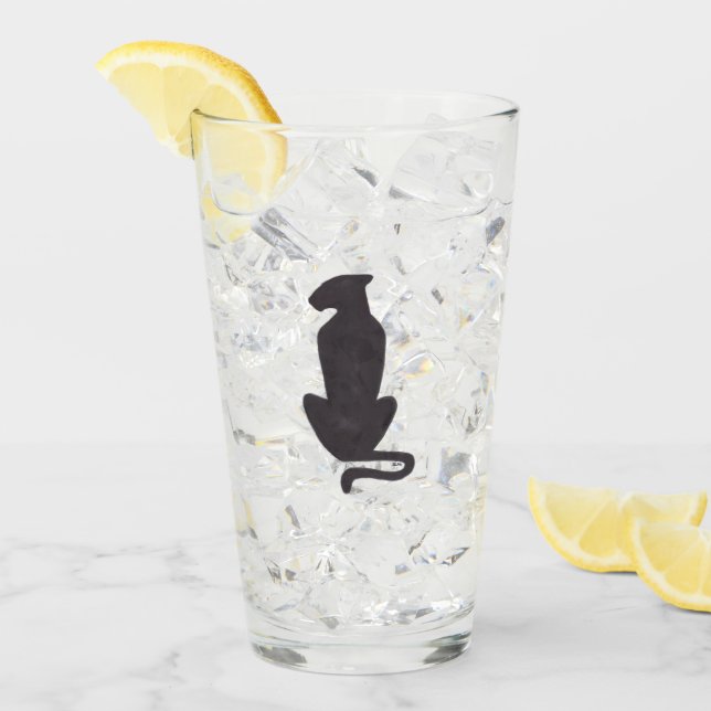 Black Cat Silhouette Collins glass tumbler (Front Ice)