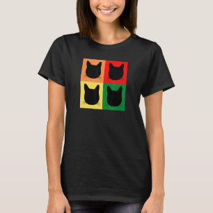 Black Cat Silhouette Colourful Squares  Tabby T-Shirt