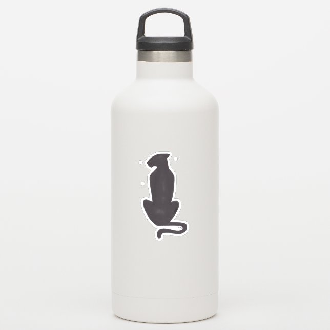 Black Cat Silhouette contour sticker (Waterbottle)