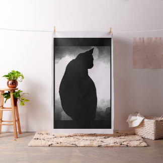 Black Cat Silhouette  Fabric