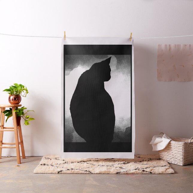Black Cat Silhouette  Fabric (In Situ)