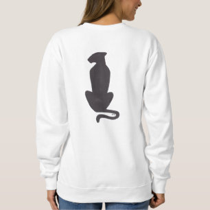 Black Cat Silhouette femmes blanc sweatshirt dos