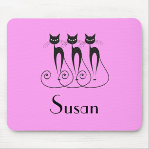 Black cat silhouette funny mouse pad