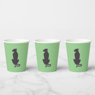 Black Cat Silhouette green paper cups