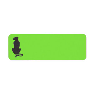 Black Cat Silhouette green return address labels