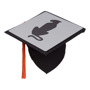 Black Cat Silhouette grey graduation cap