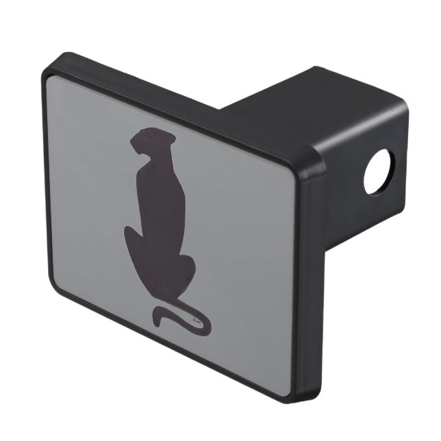 Black Cat Silhouette grey hitch cover receiver (Top Right)