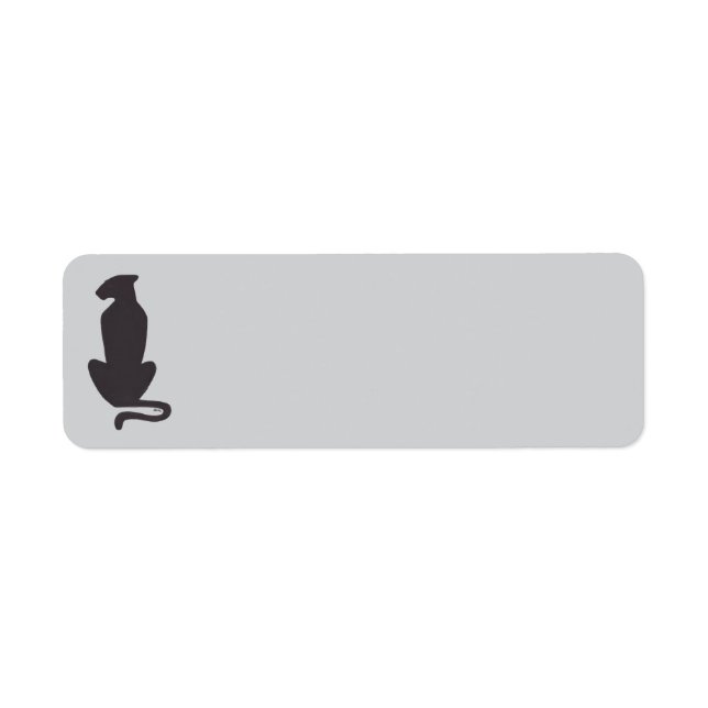 Black Cat Silhouette grey return address labels (Front)