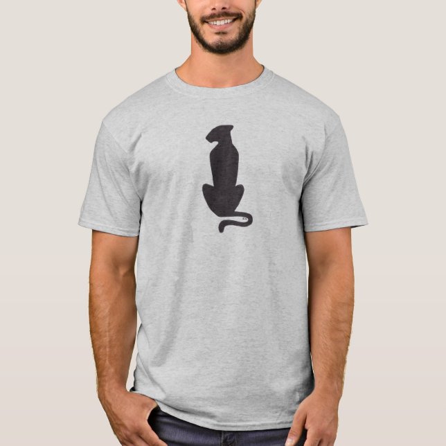 Black Cat Silhouette hommes gris T-shirt (Devant)