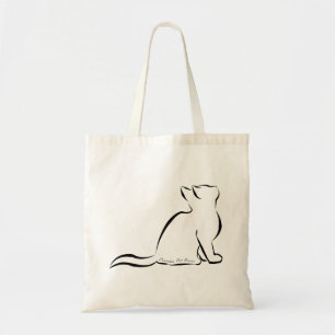 Black cat silhouette, inside text tote bag