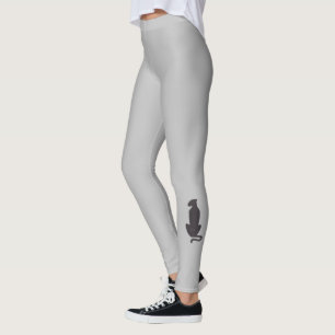 Black Cat Silhouette leggings (grey)