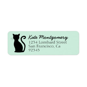 Black Cat Silhouette Monnette verte Adresse de ret