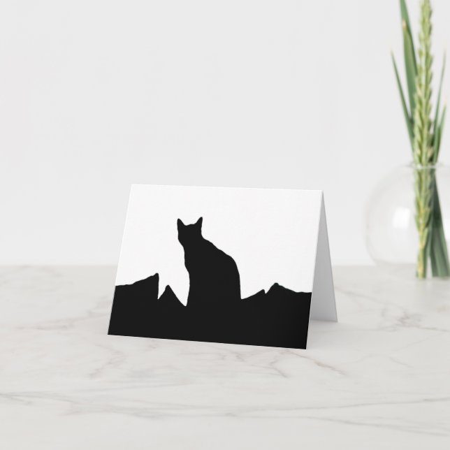 Black Cat silhouette Note Cards (Front)