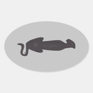 Black Cat Silhouette oval sticker