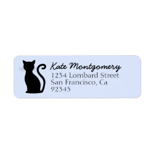 Black Cat Silhouette Pastel Blue Adresse de retour