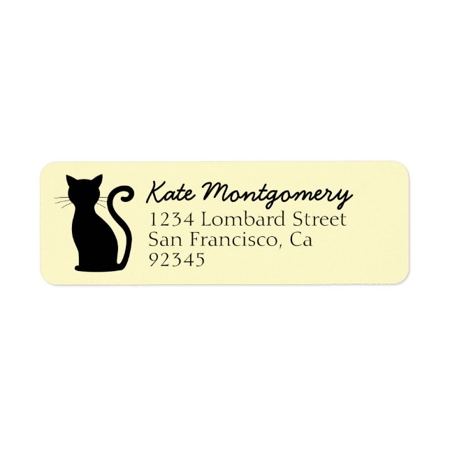 Black Cat Silhouette Pastel Yellow Adresse de reto (Devant)