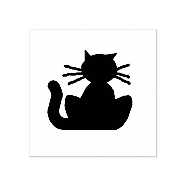 Black Cat Silhouette Rubber Stamp (Imprint)