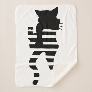 Black Cat Silhouette  Sherpa Blanket