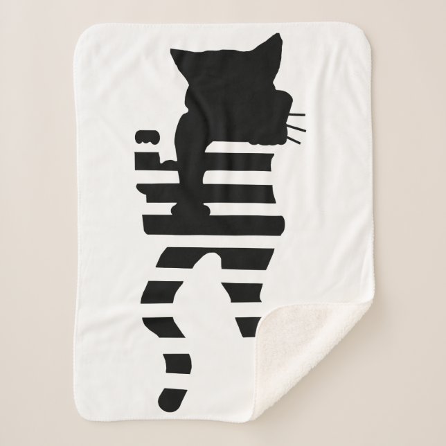 Black Cat Silhouette  Sherpa Blanket (Front)