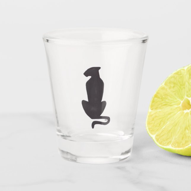 Black Cat Silhouette shot glass (Front)