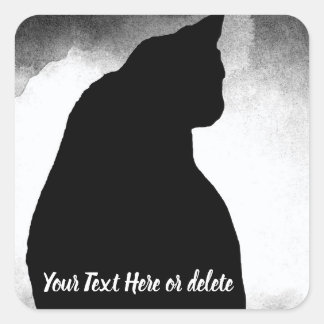 Black Cat Silhouette Square Sticker