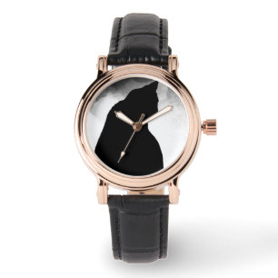 Black Cat Silhouette Wrist Watch