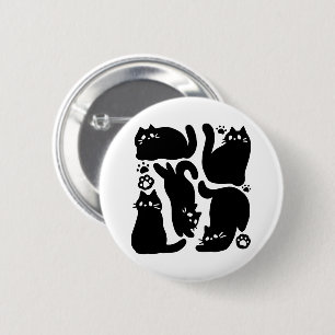 Black Cat Silhouettes - Cute Feline Design 2 Inch Round Button