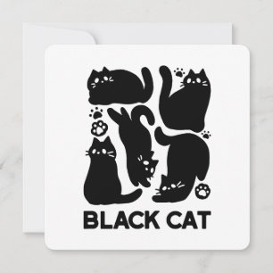 Black Cat Silhouettes - Cute Feline Design Holiday Card