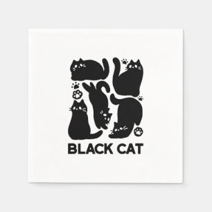 Black Cat Silhouettes - Cute Feline Design Napkin