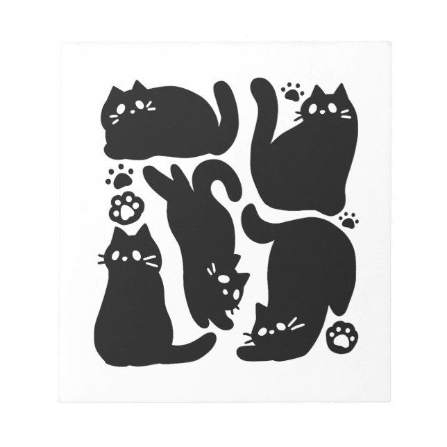 Black Cat Silhouettes - Cute Feline Design Notepad (Front)