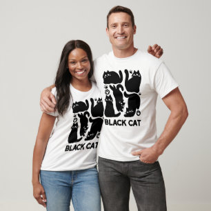 Black Cat Silhouettes - Cute Feline Design T-Shirt