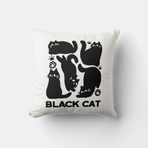 Black Cat Silhouettes - Cute Feline Design Throw Pillow