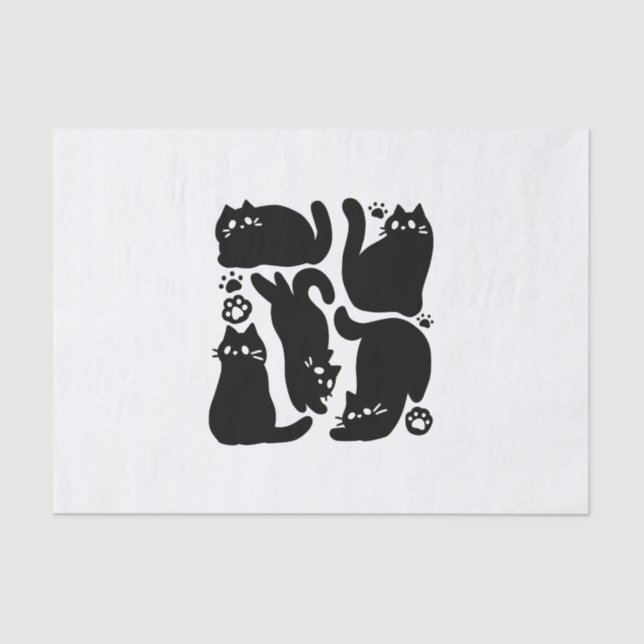 Black Cat Silhouettes - Cute Feline Design Tissue Paper (Front)