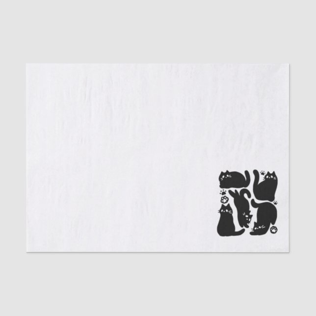 Black Cat Silhouettes - Cute Feline Design Tissue Paper (Front)