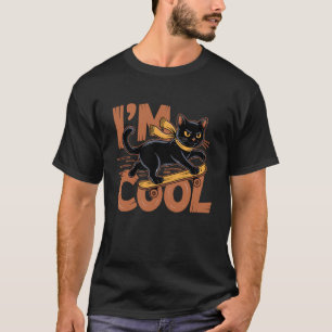 Black Cat Skateboard Cool Skateboarding Boy Girl C T-Shirt