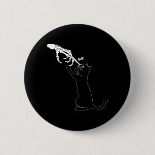 Black Cat Skeleton Hand Boop Cat Nose Funny 2 Inch Round Button