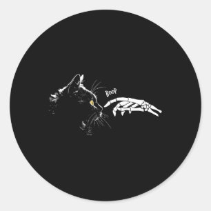 Black Cat Skeleton Hand Boop Halloween Cute Cats P Classic Round Sticker