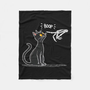 Black Cat Skeleton Hand Boop Halloween Performance Fleece Blanket