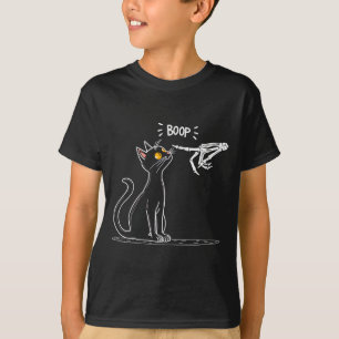 Black Cat Skeleton Hand Boop Halloween Performance T-Shirt