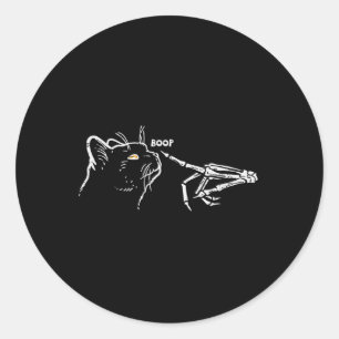 Black Cat Skeleton Hand Boop Halloween Pet Women G Classic Round Sticker