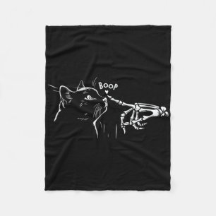 Black Cat Skeleton Hand Boop Halloween Pet Women G Fleece Blanket