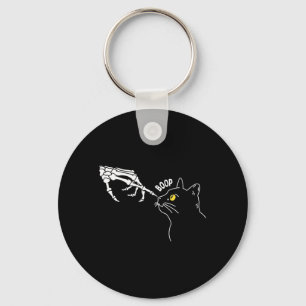 Black Cat Skeleton Hand Boop Halloween Pet Women Keychain