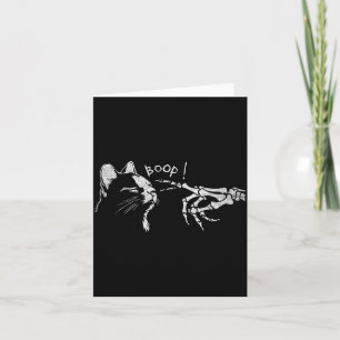 Black Cat Skeleton Hand Boop On A Cats Nose Funny Card