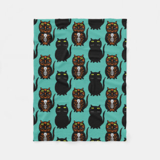 Black Cat Skull Fleece Blanket