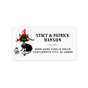 Black Cat & Skull Halloween Address Labels