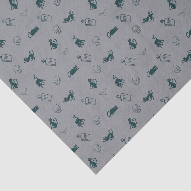 Black Cat & Skull Halloween Tissue paper  (Detail)