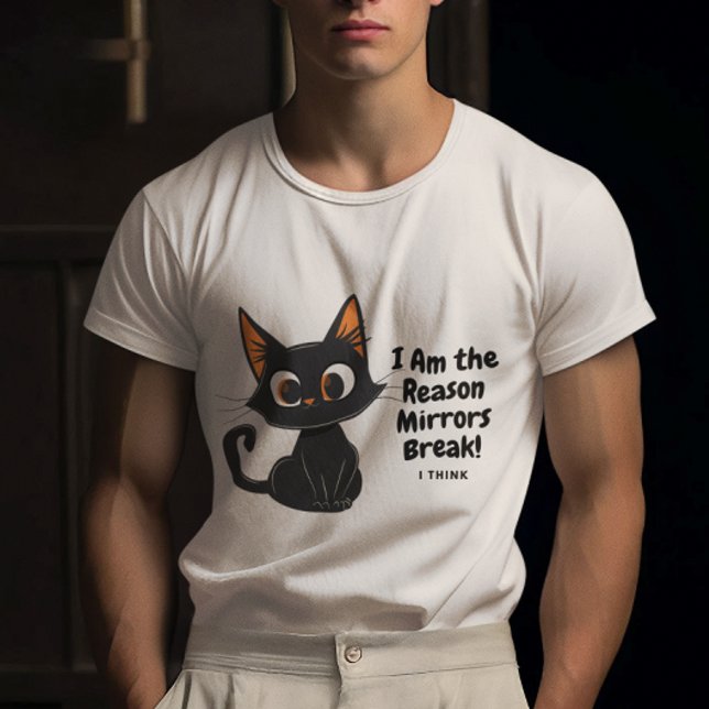 Black Cat smiling thinks he breaks the mirrors  T-Shirt (Creator Uploaded)